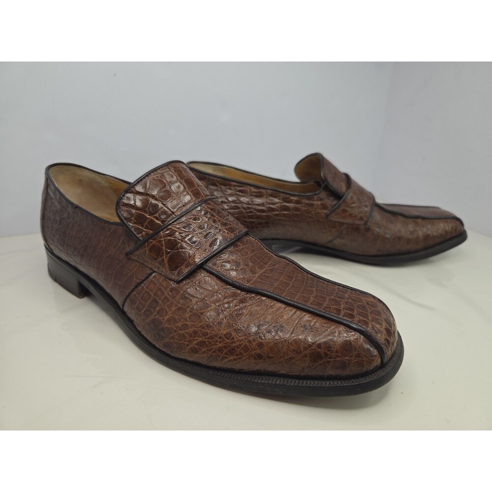 Vintage FBSC Marco D'Oro Italy Genuine Alligator Loafers Mens 9.5 D Excellent